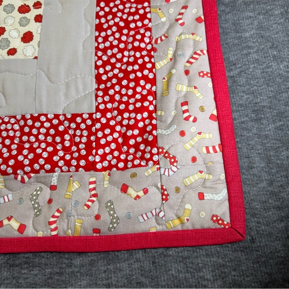 Baby Quilt Sock Monkey Themed Patchwork Quilt 36”X46” Flannel Backing - Picture 7 of 12